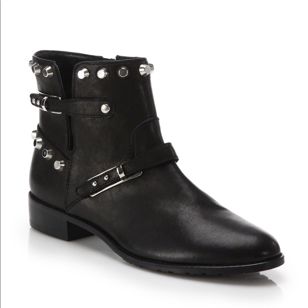 Stuart Weitzman Black Studded Ankle Booties